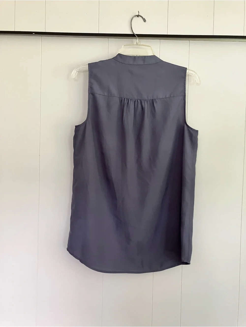 J. Crew Sleeveless Button-Front Blouse Gray Mandarin Collar